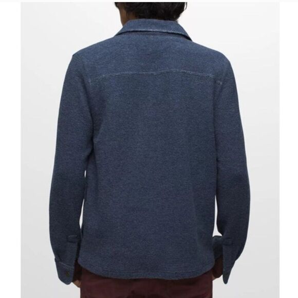 NWT Prana IncrediWool Overshirt Stormy Night Heather Jacket Blue Grey XL Slim - Picture 9 of 9